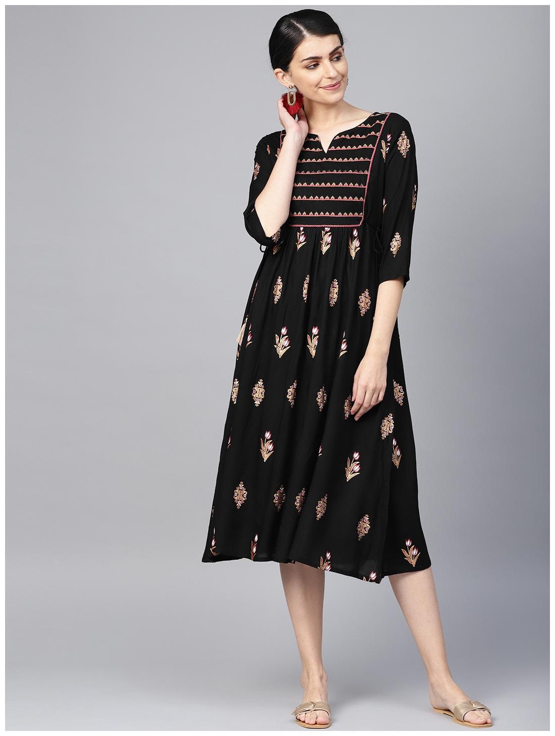 

Juniper Rayon Kurti Dress Black