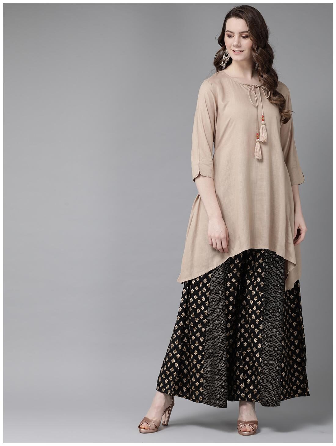 

Juniper Women Beige Solid Assymetrical Kurta