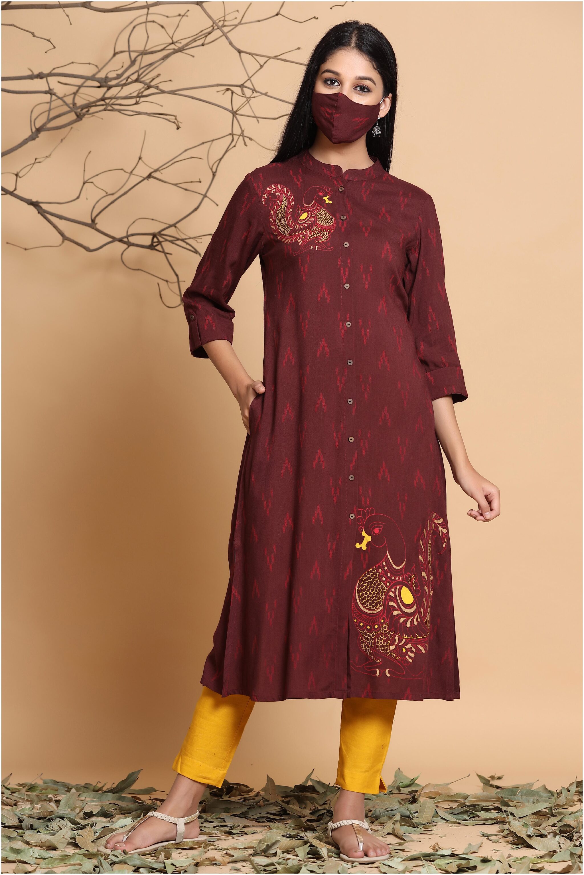 

Juniper Rayon Brown Printed Kurta For Women