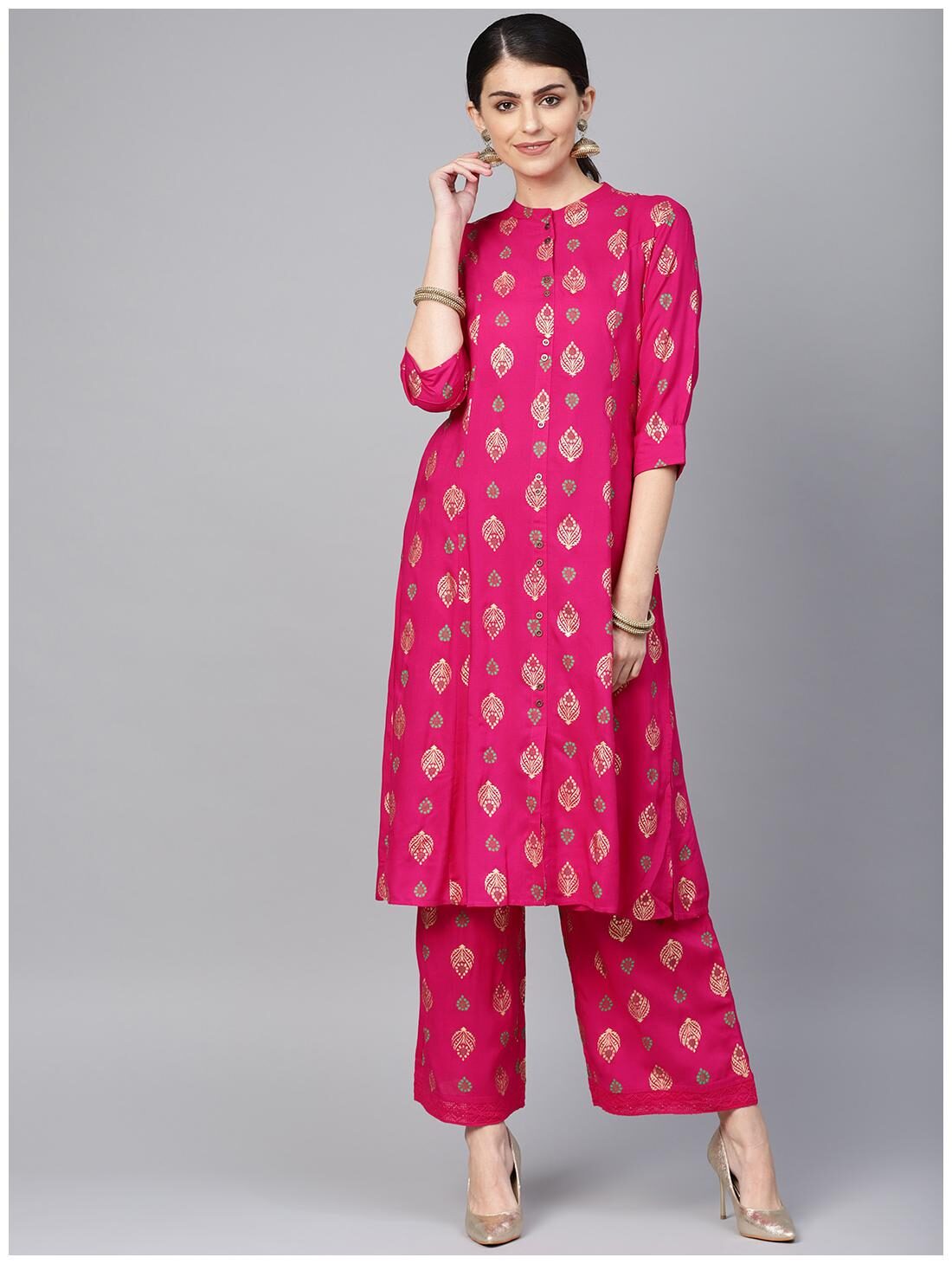 

Juniper Rayon Kurta With Palazzo Pink