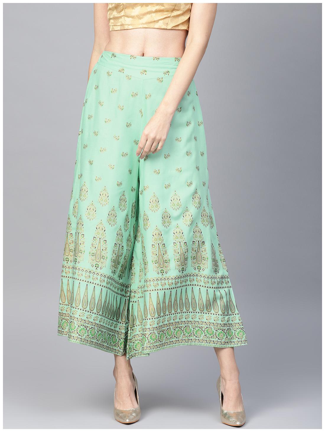 

Juniper Rayon Women Flared Palazzo Green