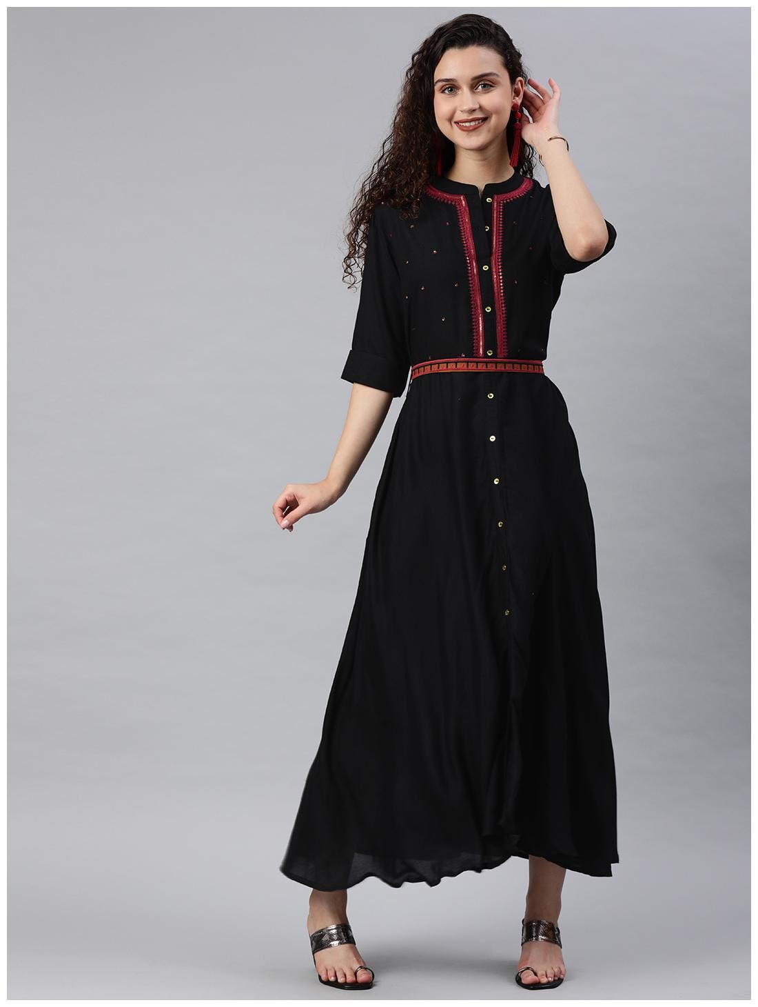 

Juniper Rayon Casual Women Kurti Dress Black