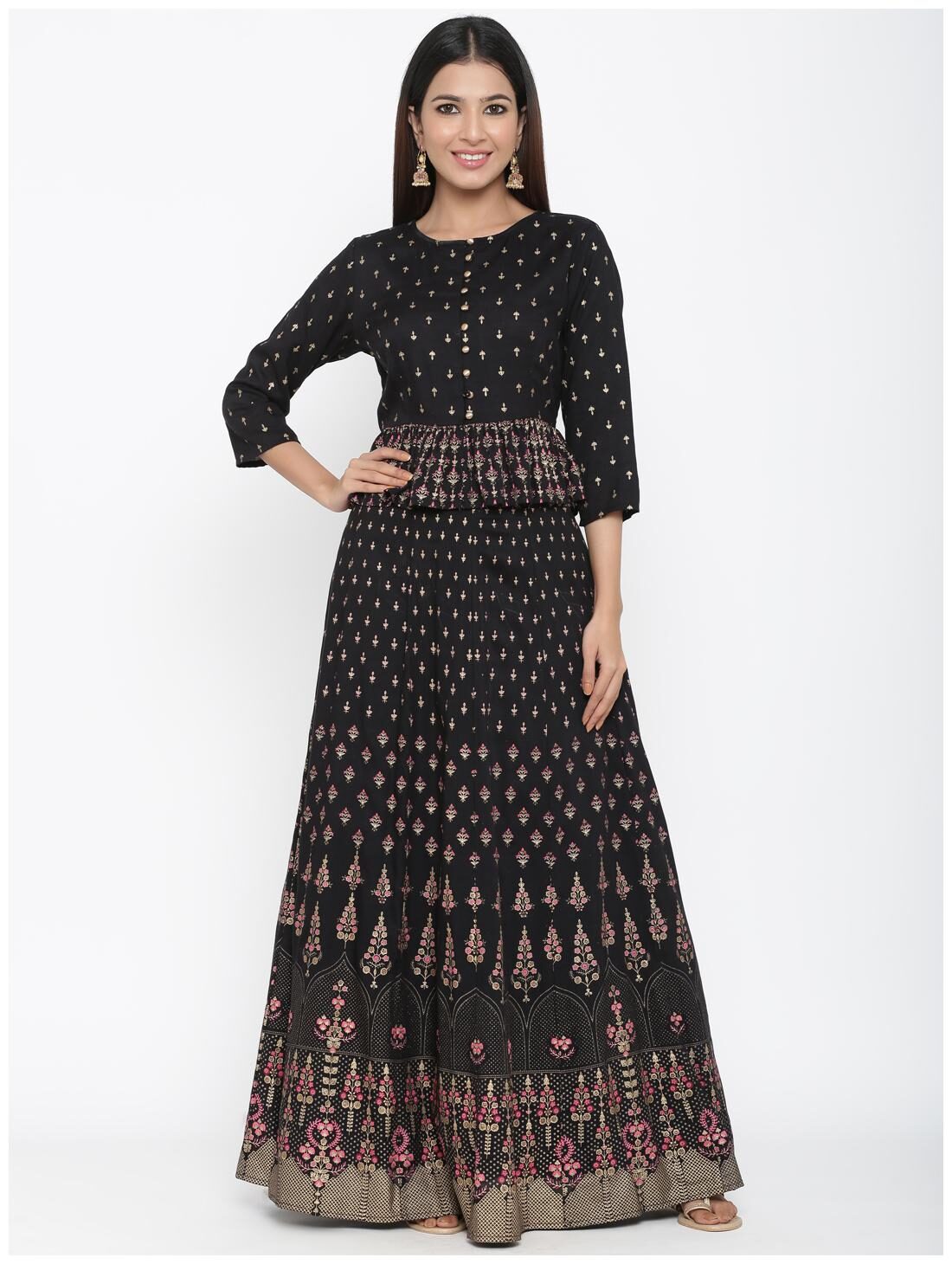 

Juniper Viscose Rayon Black Lehenga Blouse For Women