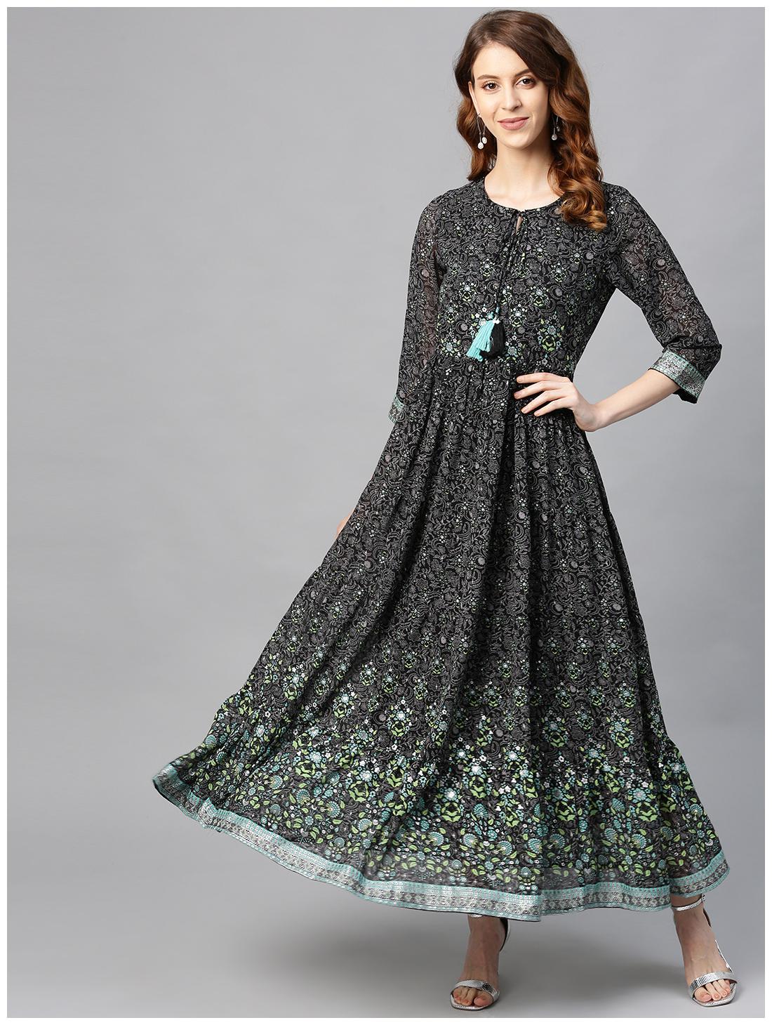 

Juniper Women Georgette Floral Black Fusion Dresses