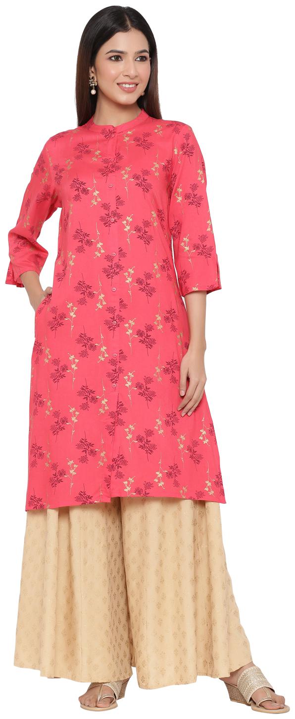 

Juniper Women Viscose Rayon Floral Red Kurta