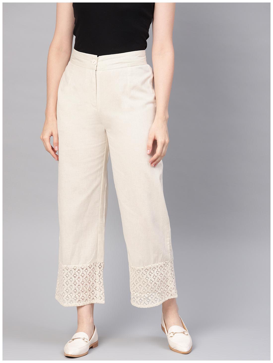 

Juniper Women Cotton Straight Palazzo Cream