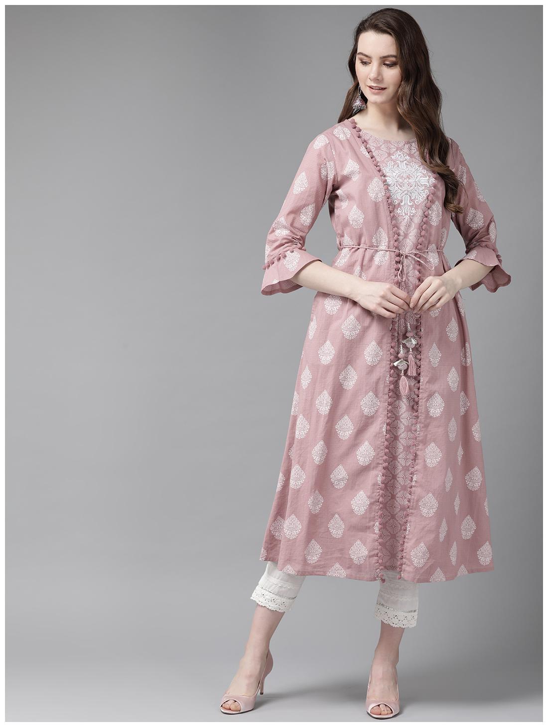 

Juniper Women Cotton Floral Pink Kurta