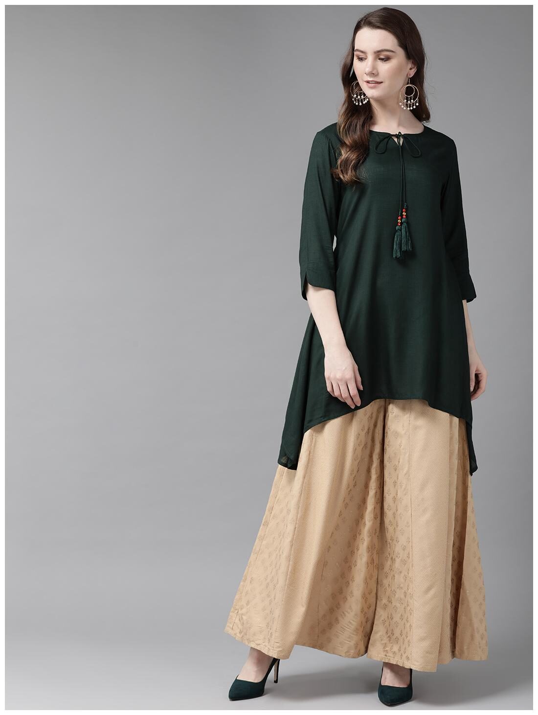 

Juniper Women Green Solid Assymetrical Kurta