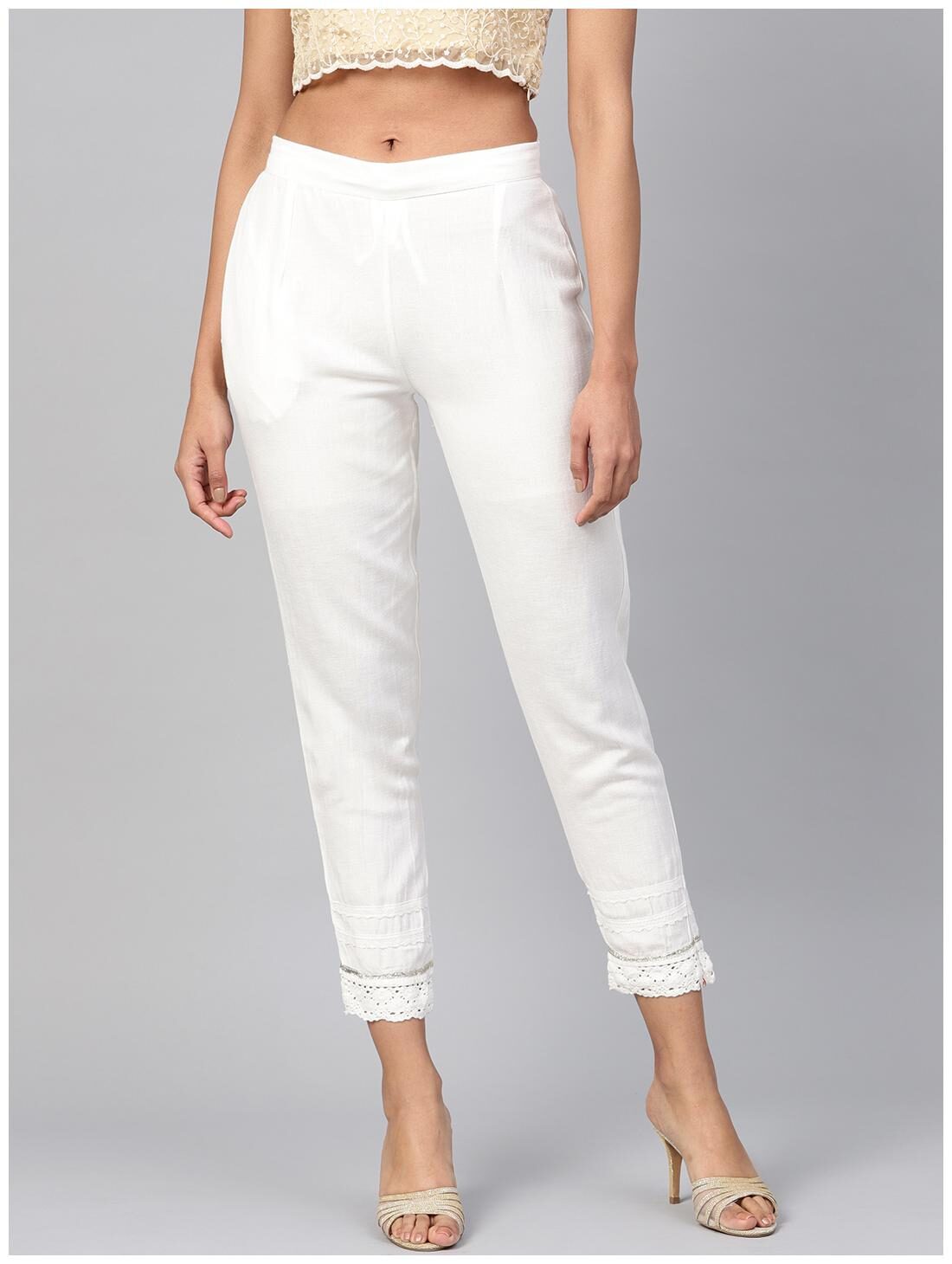 

Juniper Women Viscose Rayon Solid Slim Fit Straight Pants (White)