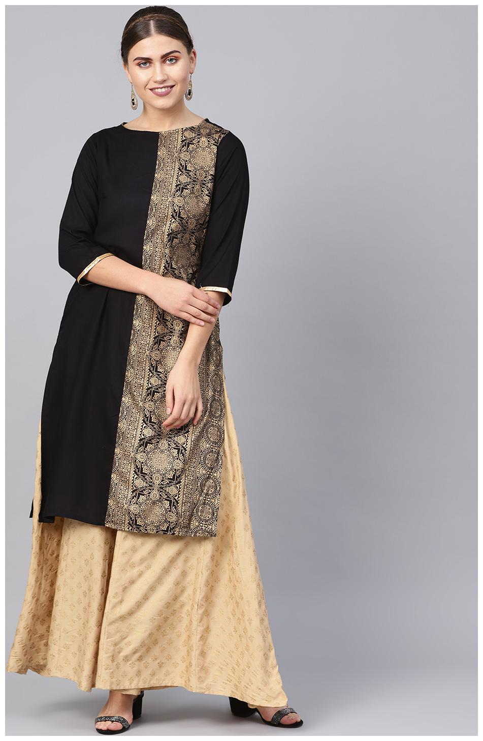 

Juniper Women Black Ethnic Motifs Straight Kurta