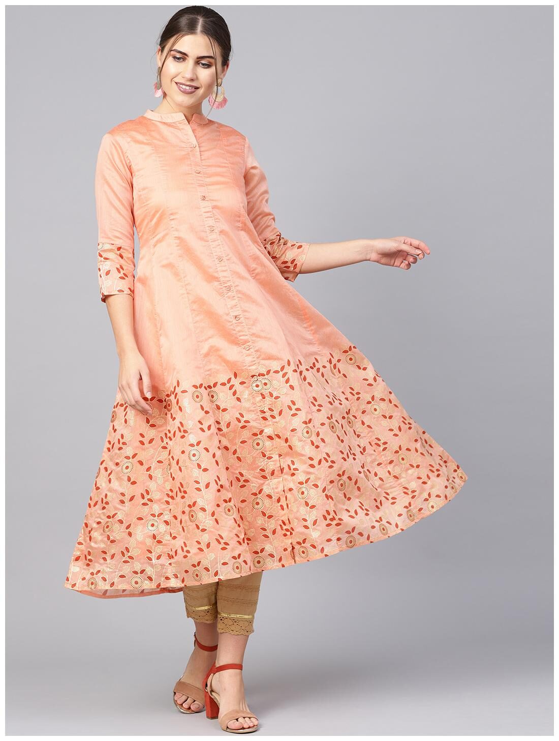 

Juniper Women Chanderi Peach Kurta