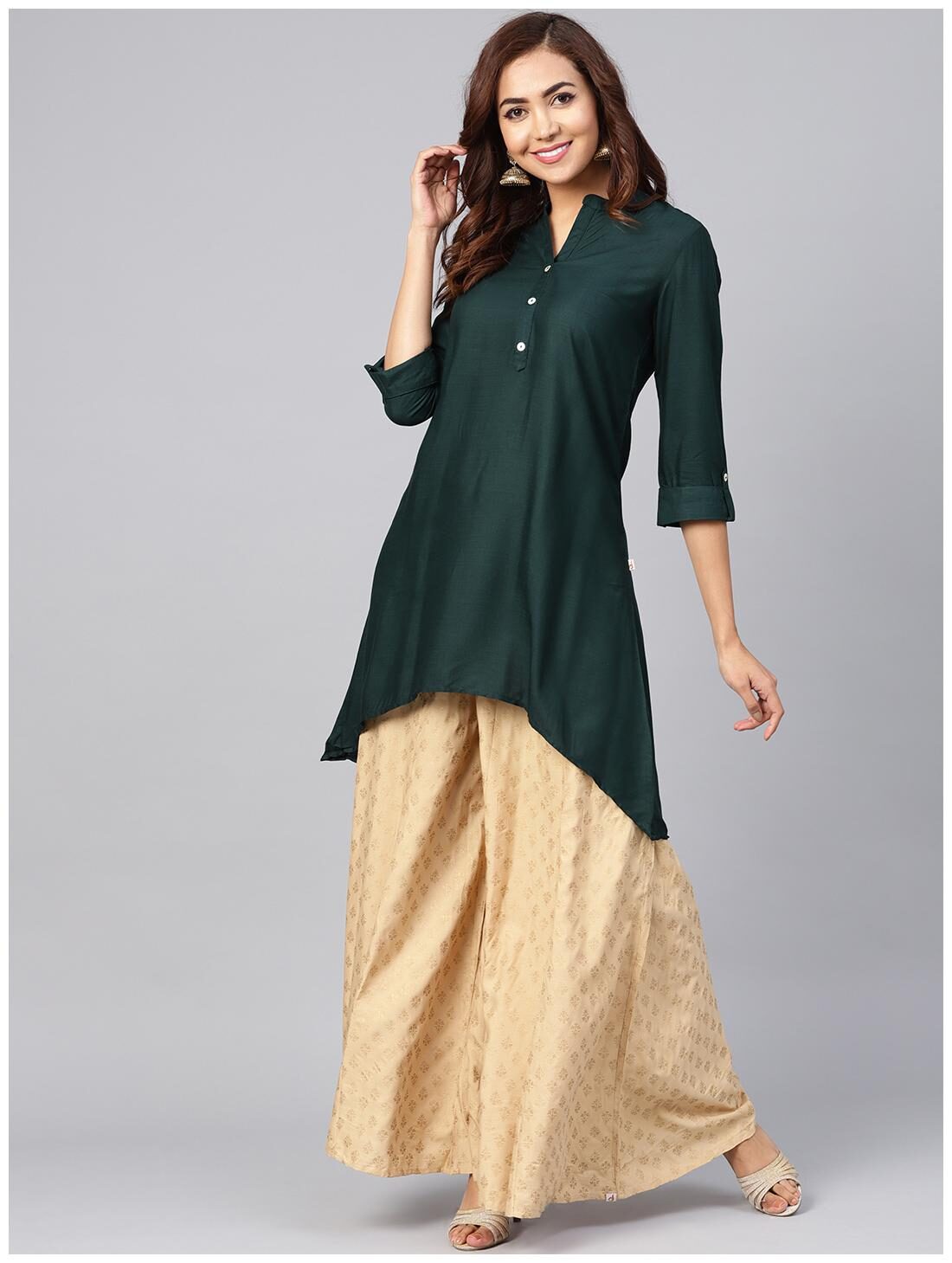 

Juniper Women Green Solid Assymetrical Kurta