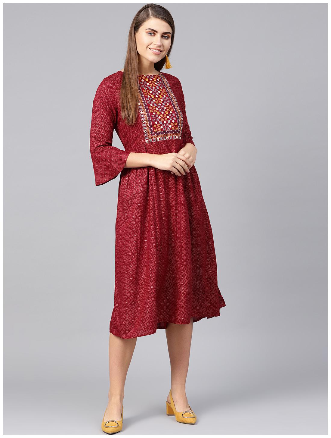 

Juniper Women Rayon Maroon Kurti Dress
