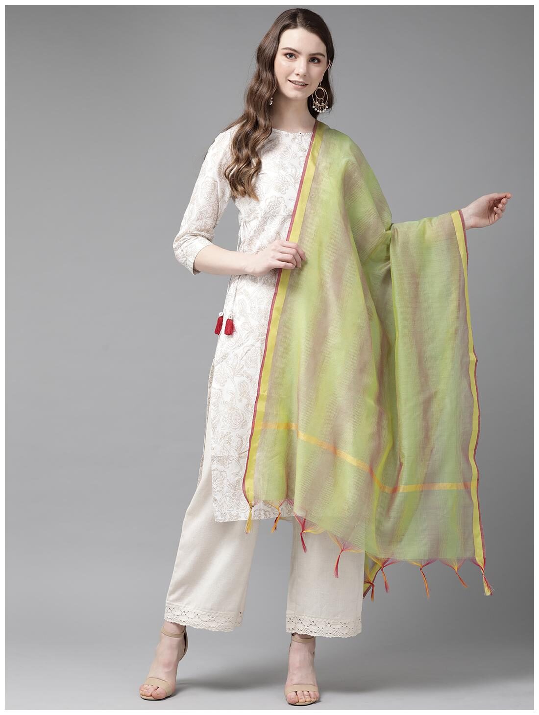 

Juniper Women Chanderi Green Dupatta