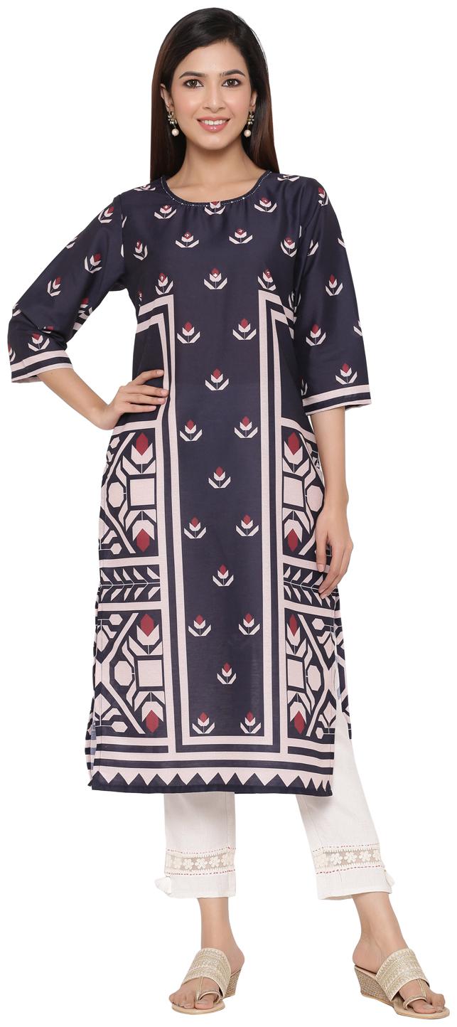 

Juniper Women Purple Ethnic Motifs Straight Kurta