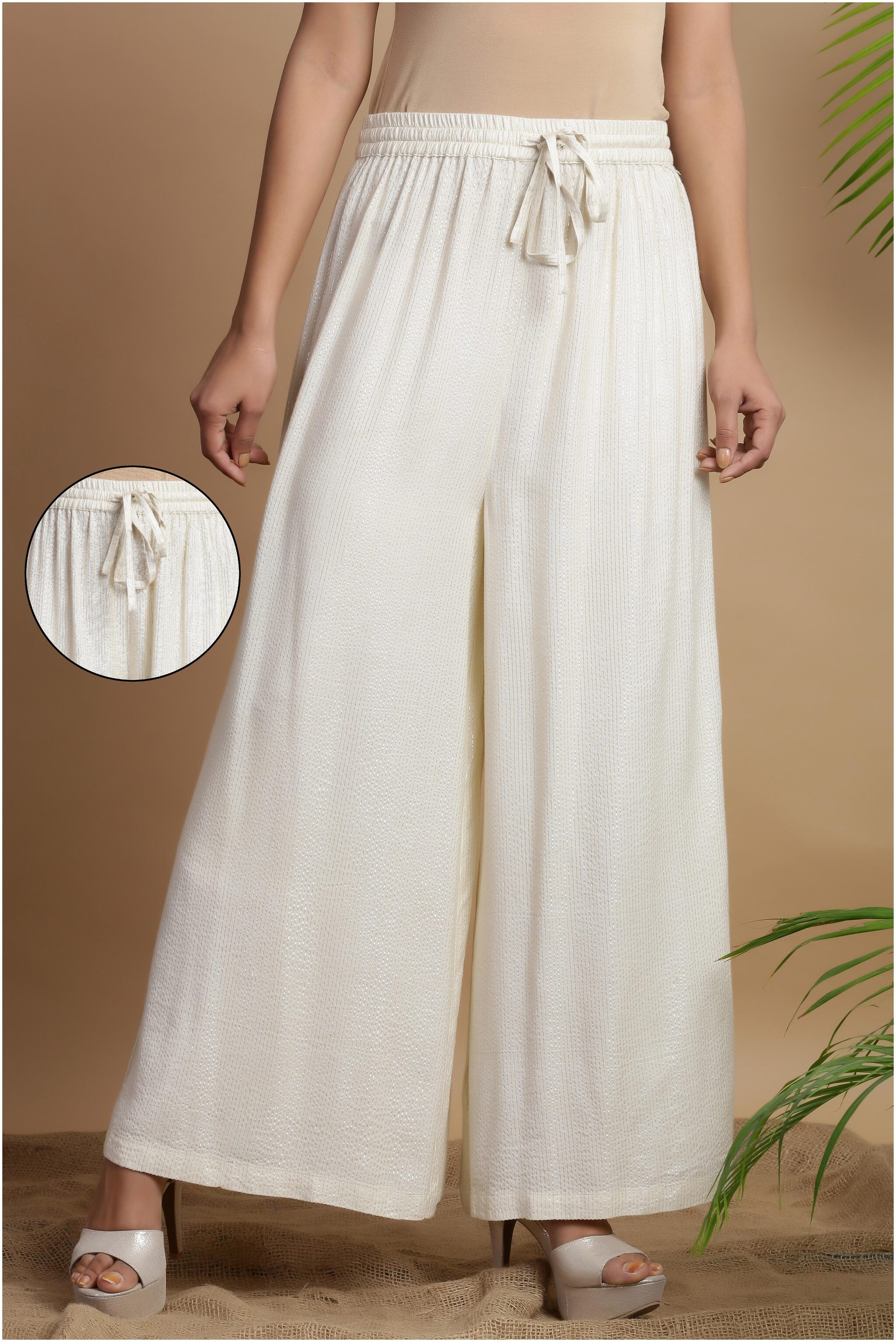 

Juniper Cream Striped Flared Palazzo