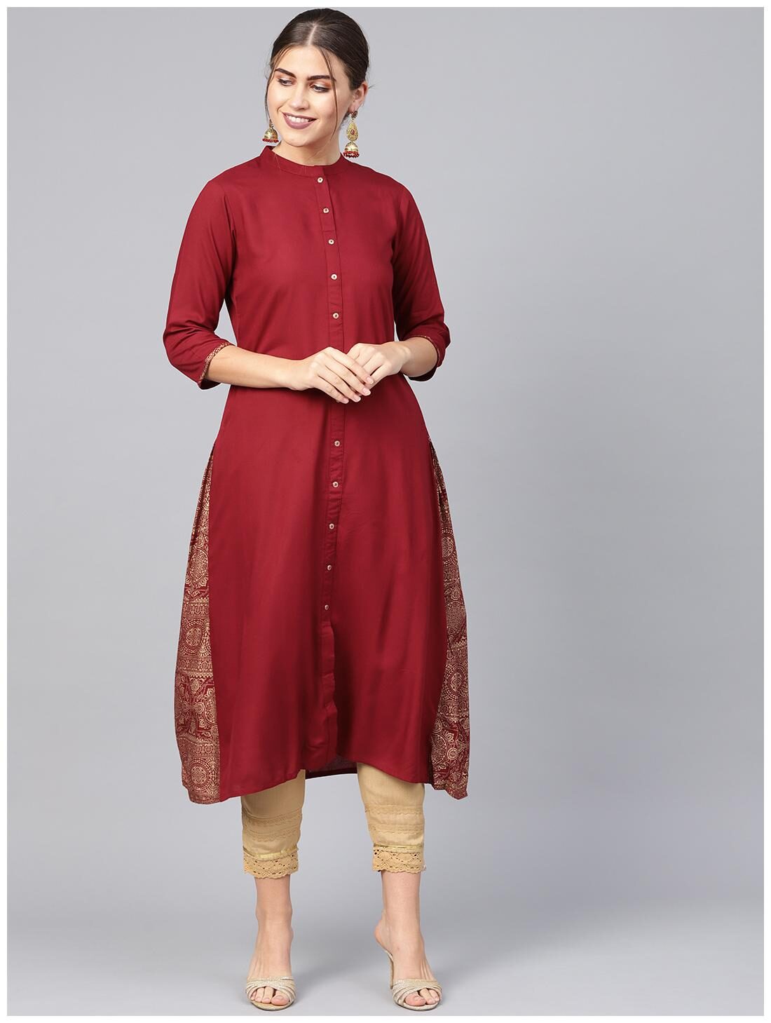 

Juniper Women Maroon Ethnic Motifs Assymetrical Kurta