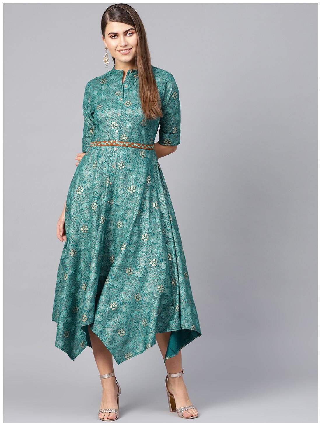 

Juniper Women Rayon Turquoise Kurti Dress