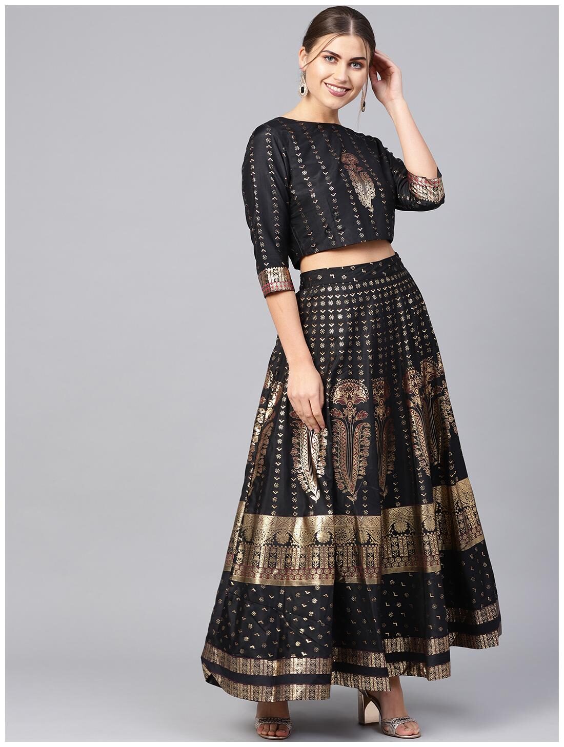 

Juniper Women Silk Choli Lehenga Black color