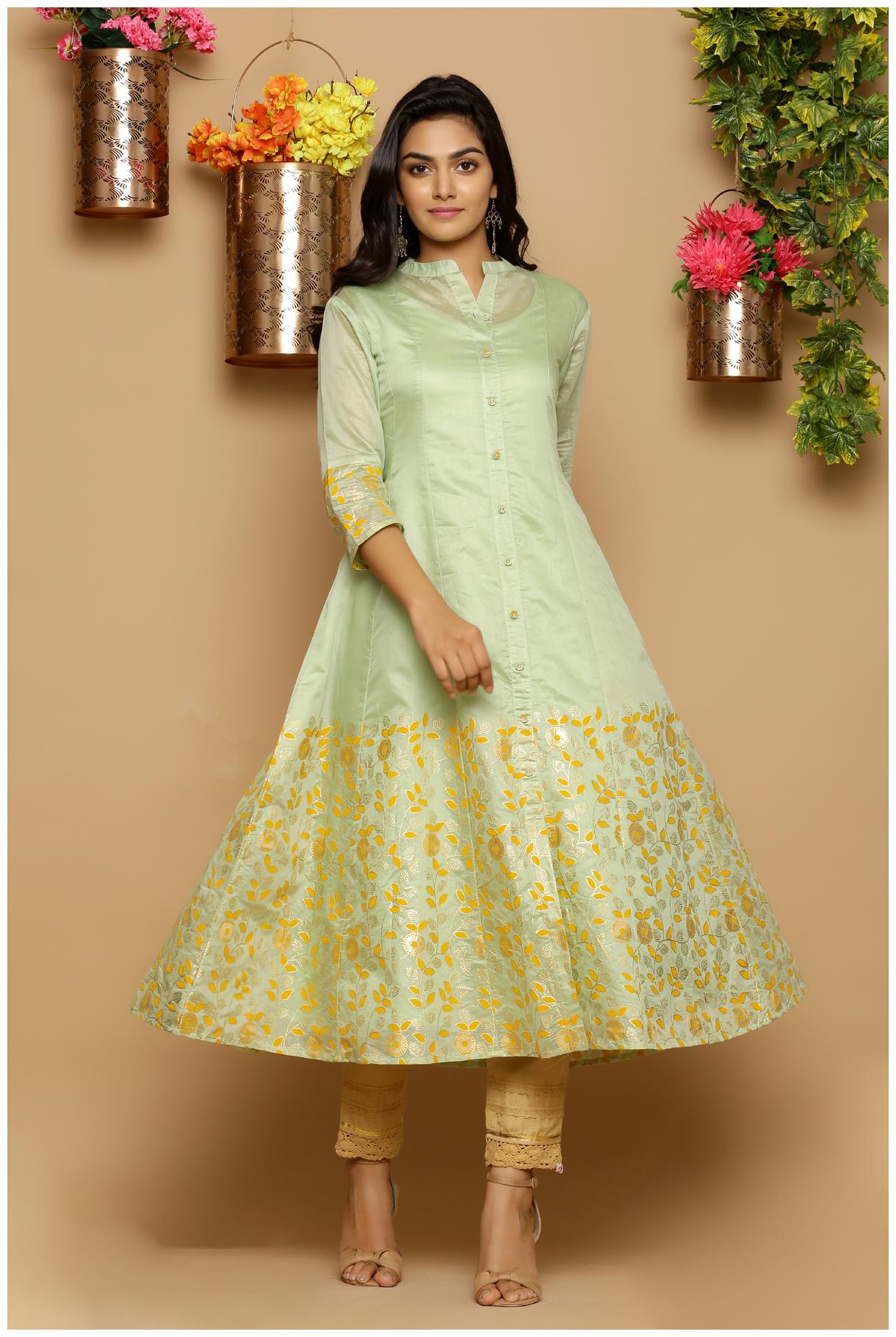 

Juniper Women Green Floral Anarkali Kurta