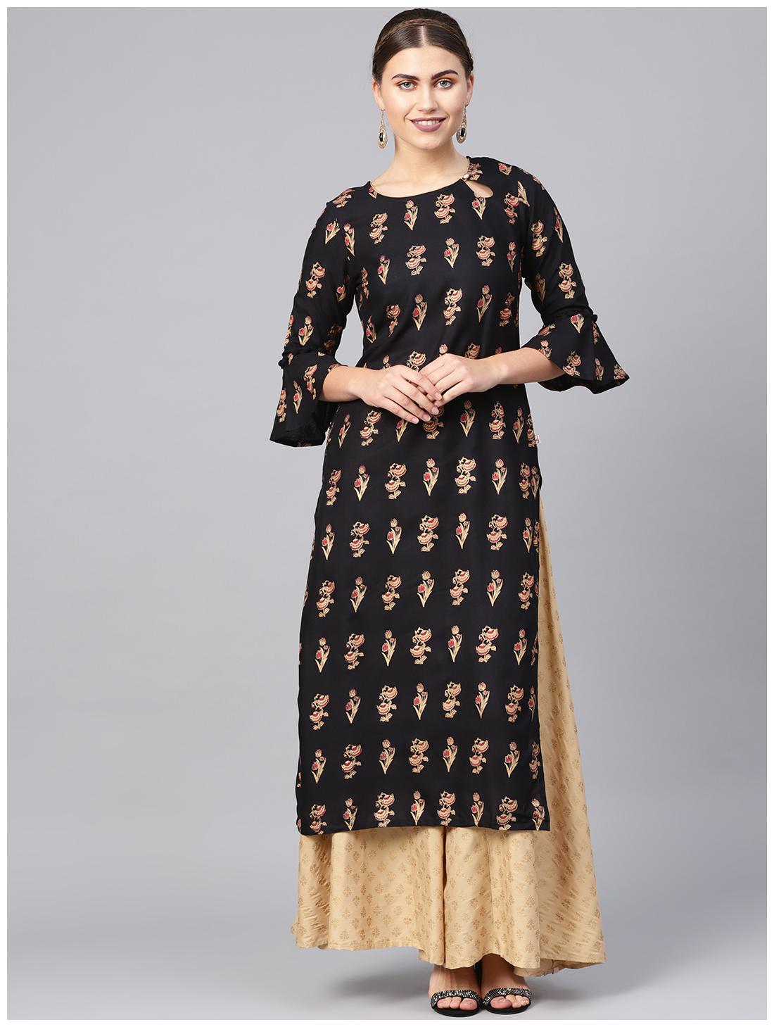 

Juniper Women Black Solid Straight Kurta