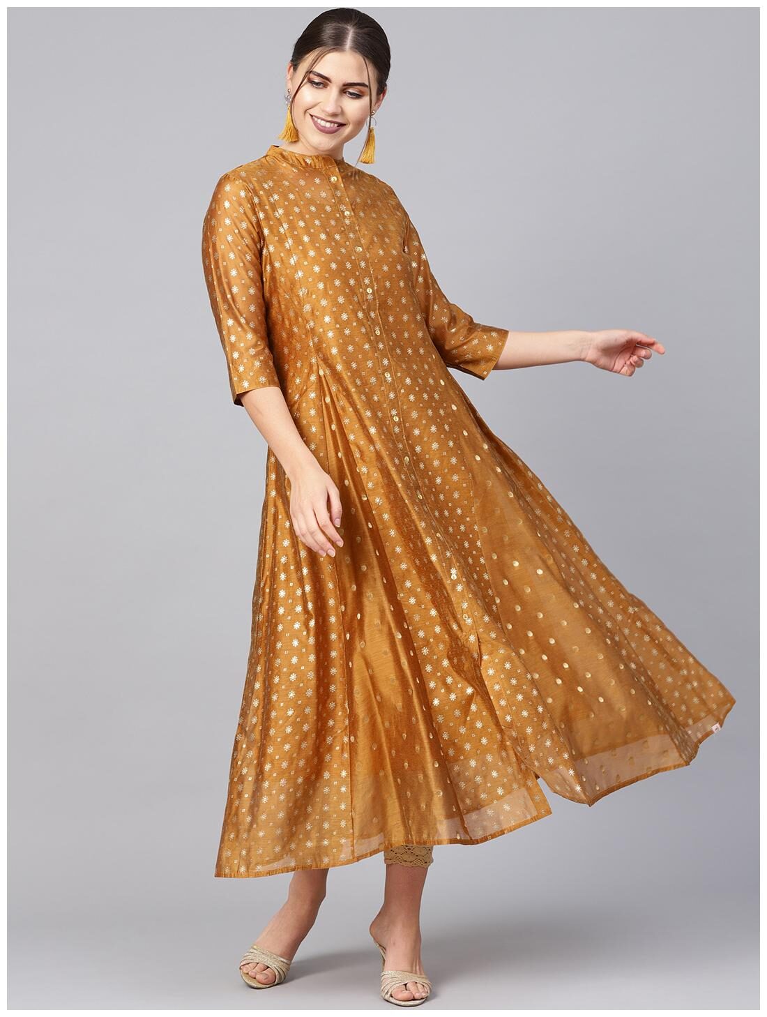 

Juniper Women Chanderi Mustard Kurta