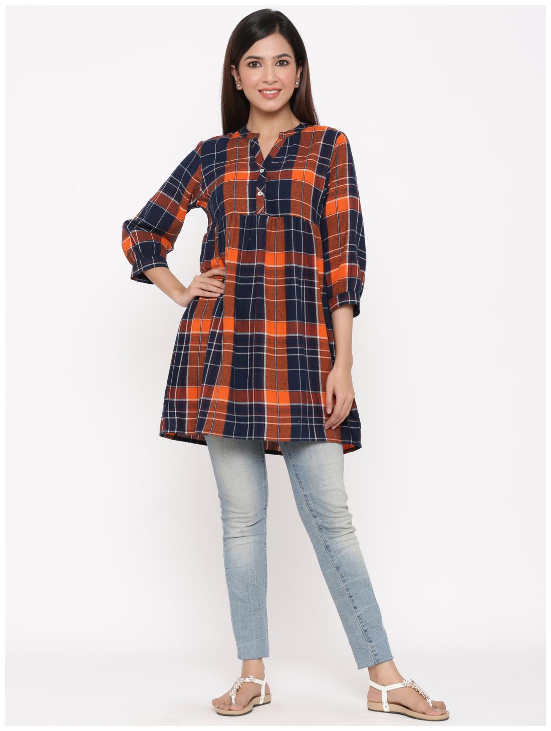 

Juniper Women Cotton Multi Checked A Line Tunic