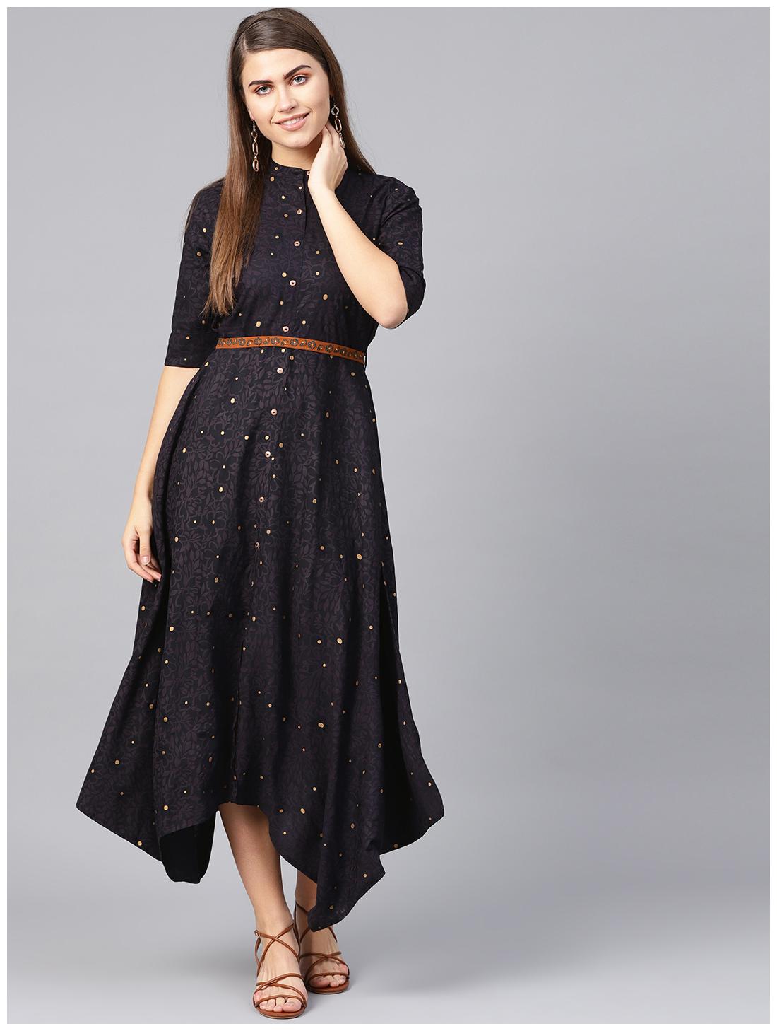 

Juniper Women Rayon Black Kurti Dress