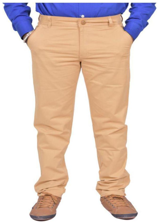 

JUST TROUSERS Men Solid Slim Fit Formal Trouser - Beige