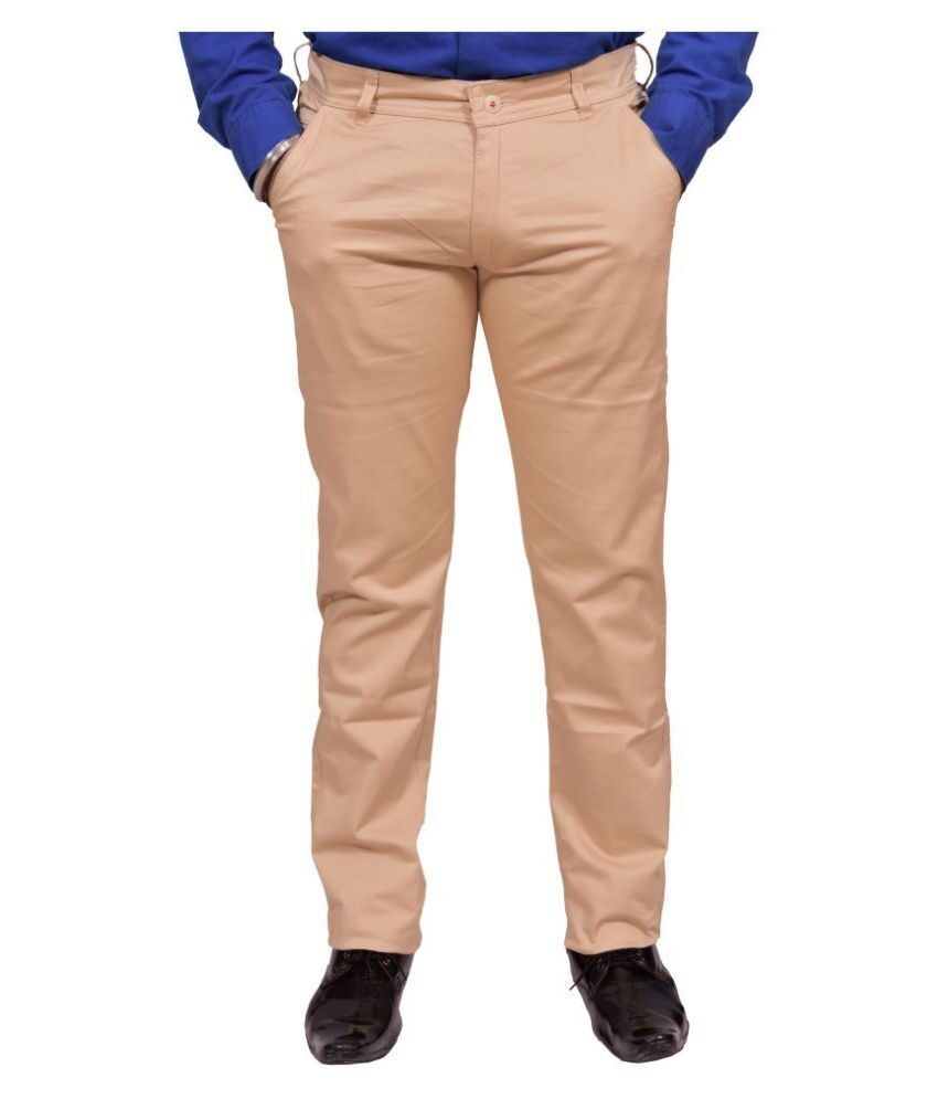

JUST TROUSERS Men Solid Slim Fit Formal Trouser - Cream
