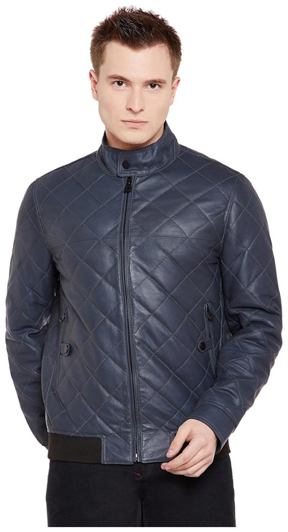 

JUSTANNED MEN S GREY QUILTED LEATHER JACKET