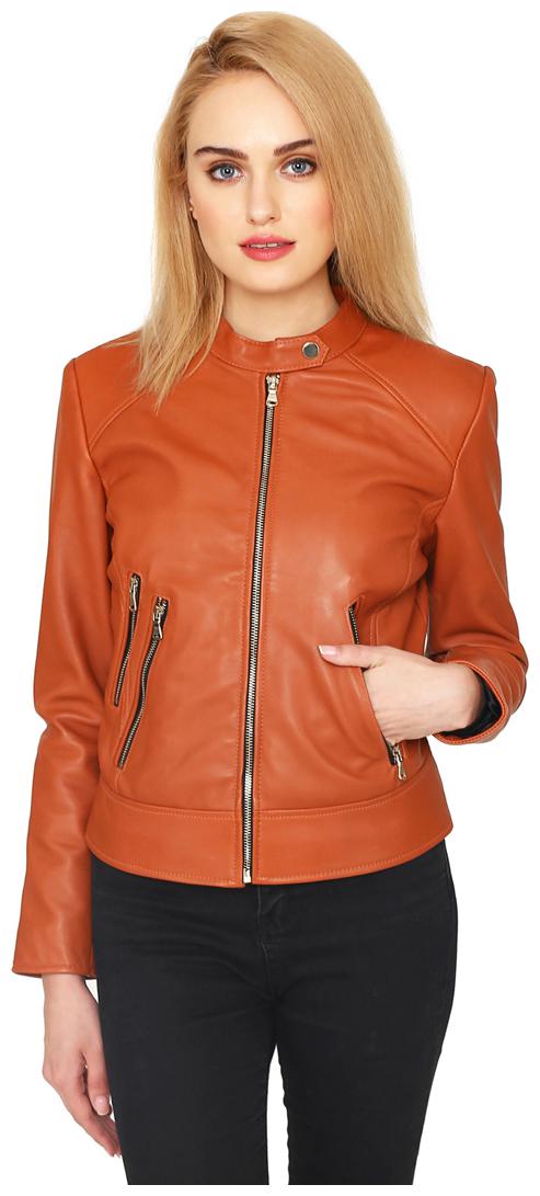

Justanned Women Solid Biker Jacket - Orange