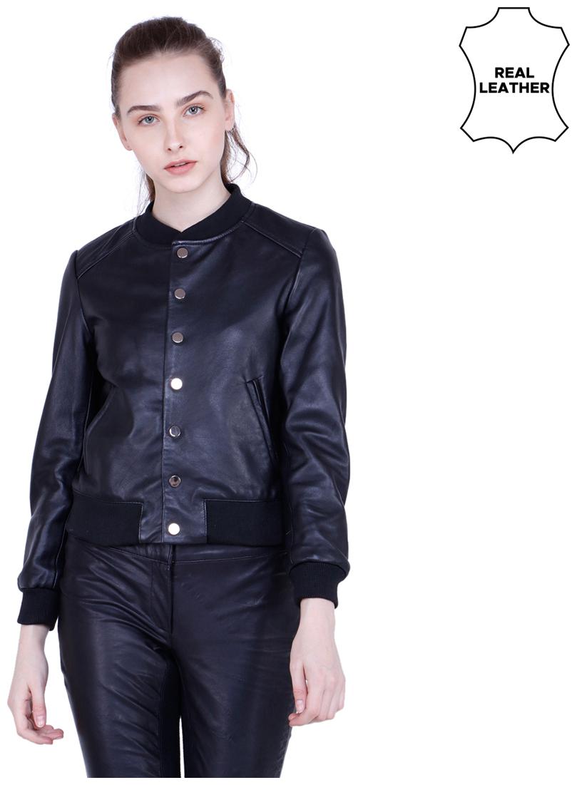 

Justanned Women Solid Biker Jacket - Black