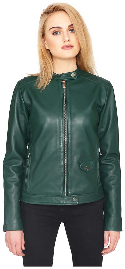 

Justanned Women Solid Biker Jacket - Green