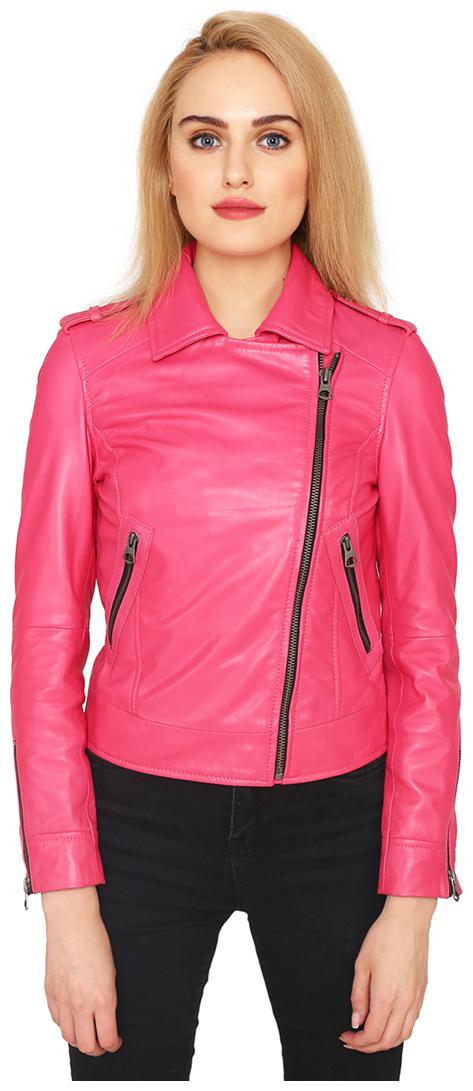 

Justanned Women Solid Biker Jacket - Pink