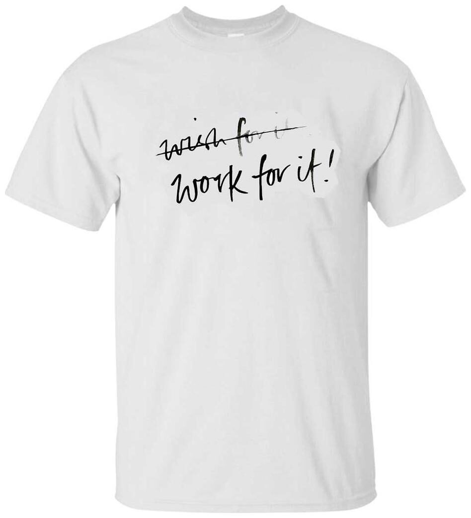 

Juvixbuy Men s Polyester Wish For It Work For It Printed Round Neck T-shirt