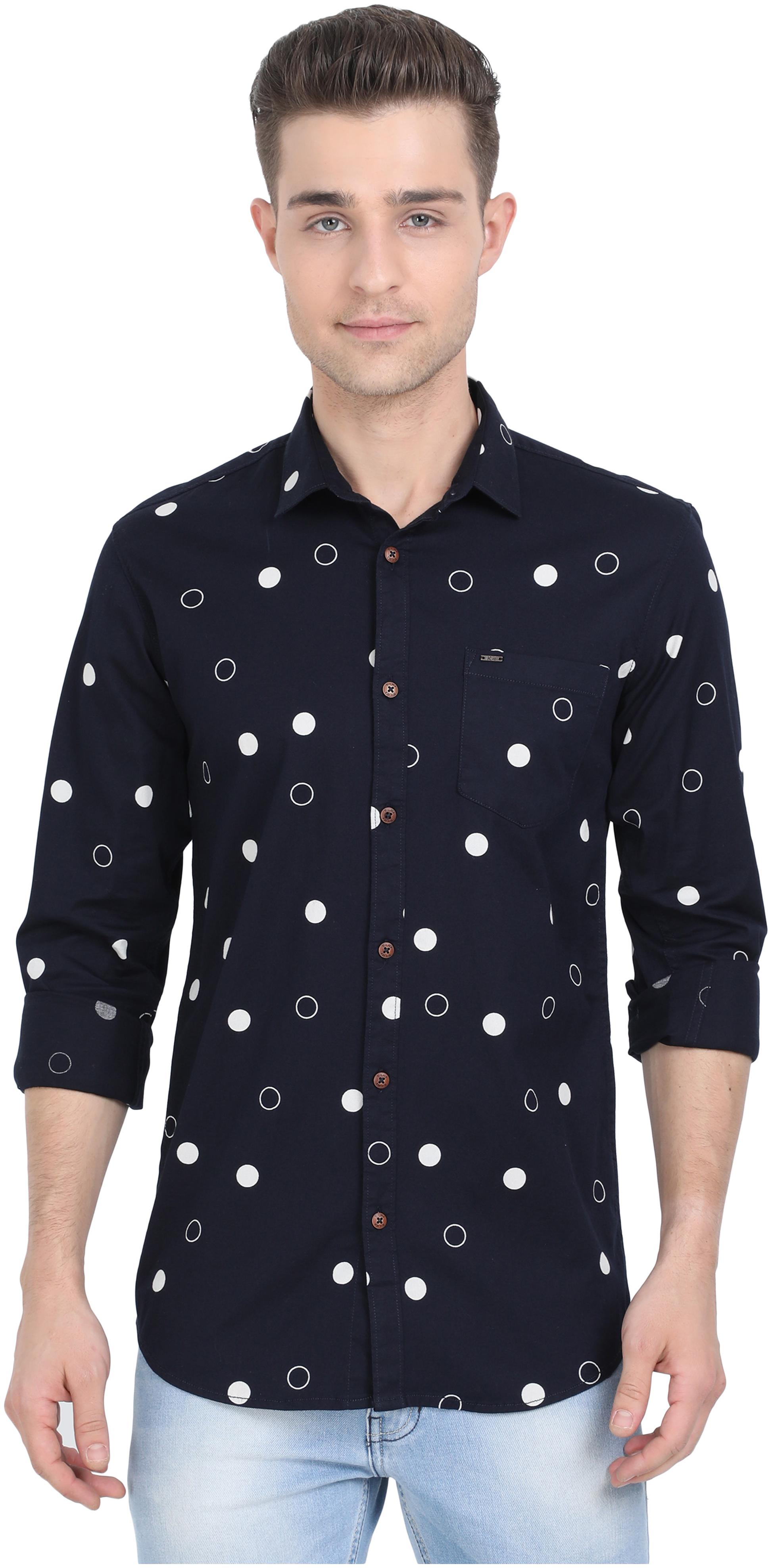 

K-LARA Men Blue Polka Dots Slim Fit Casual Shirt