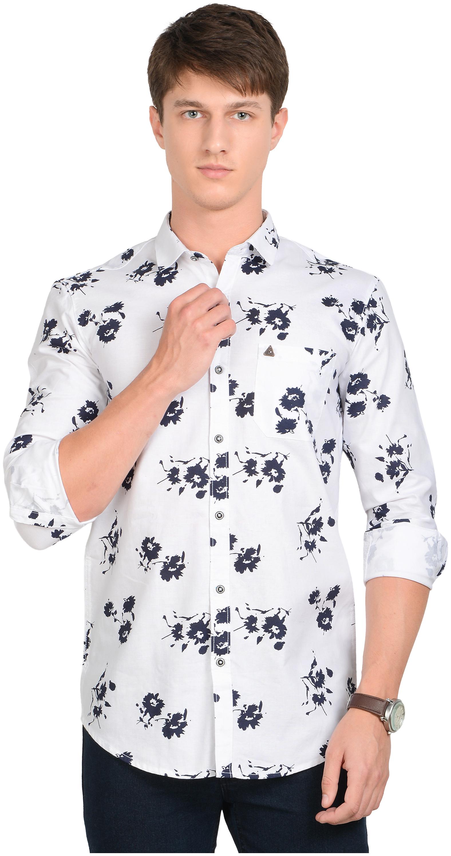

K-LARA Men White Floral Slim Fit Casual Shirt