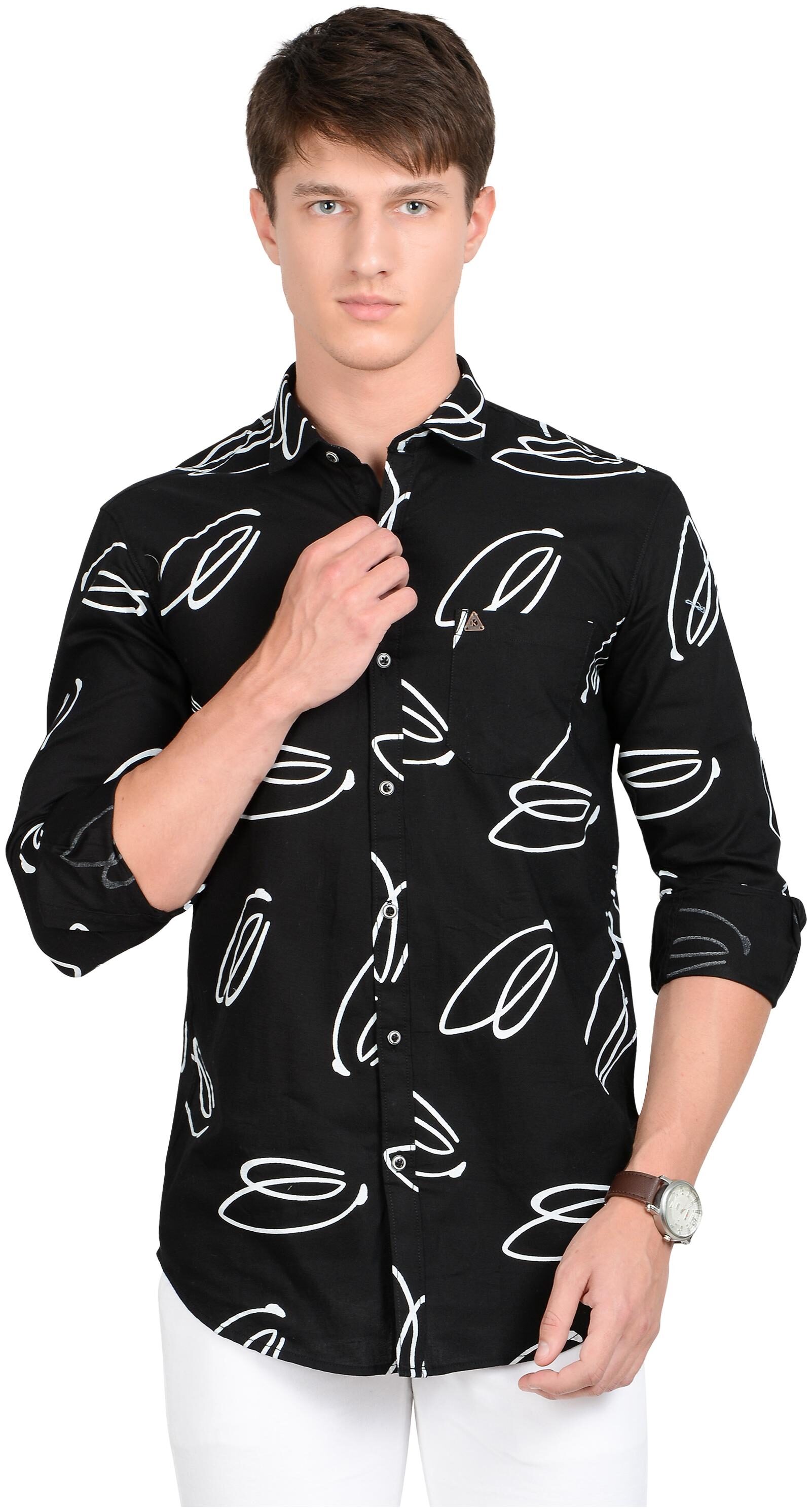 

K-LARA Men Black Printed Slim Fit Casual Shirt