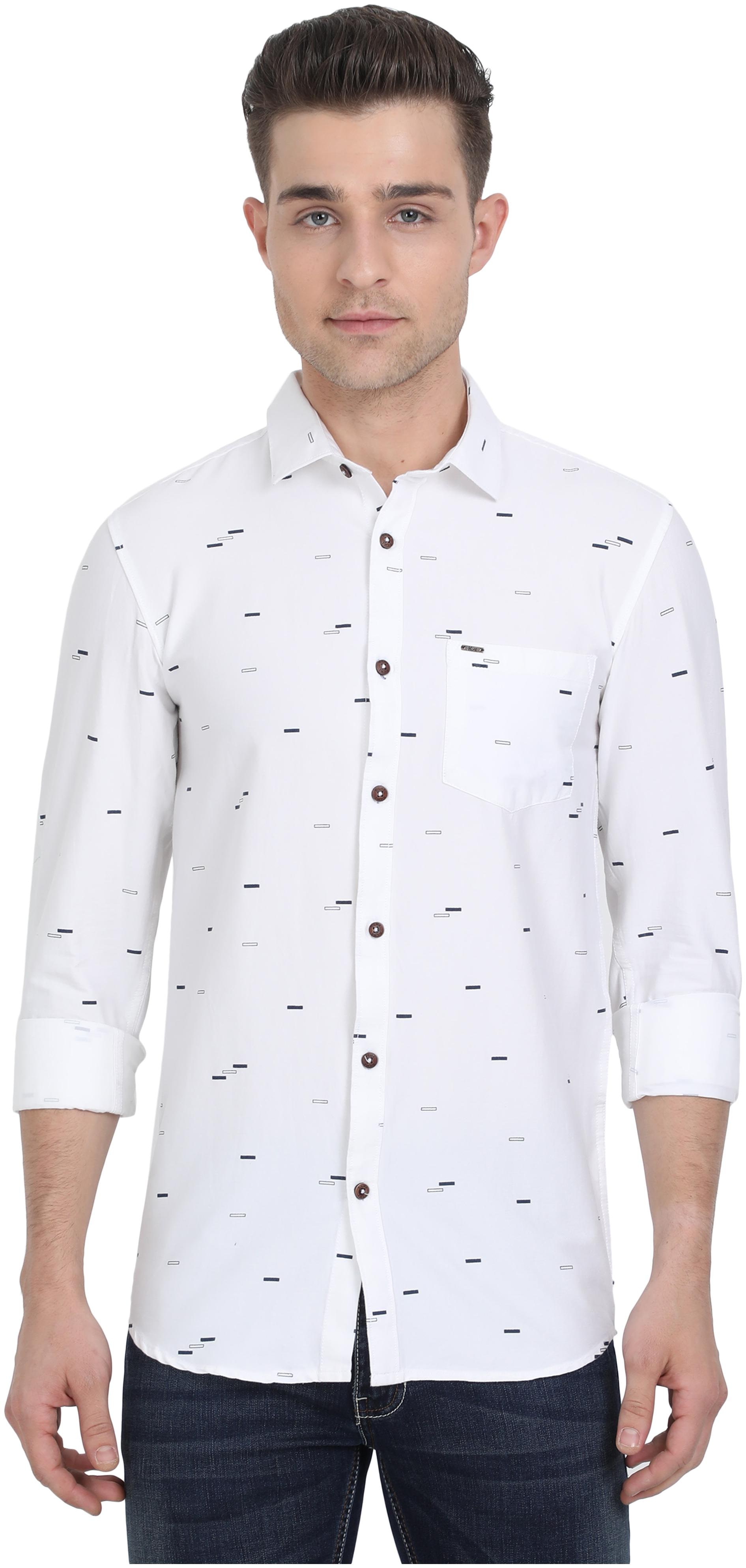 

K-LARA Men White Printed Slim Fit Casual Shirt