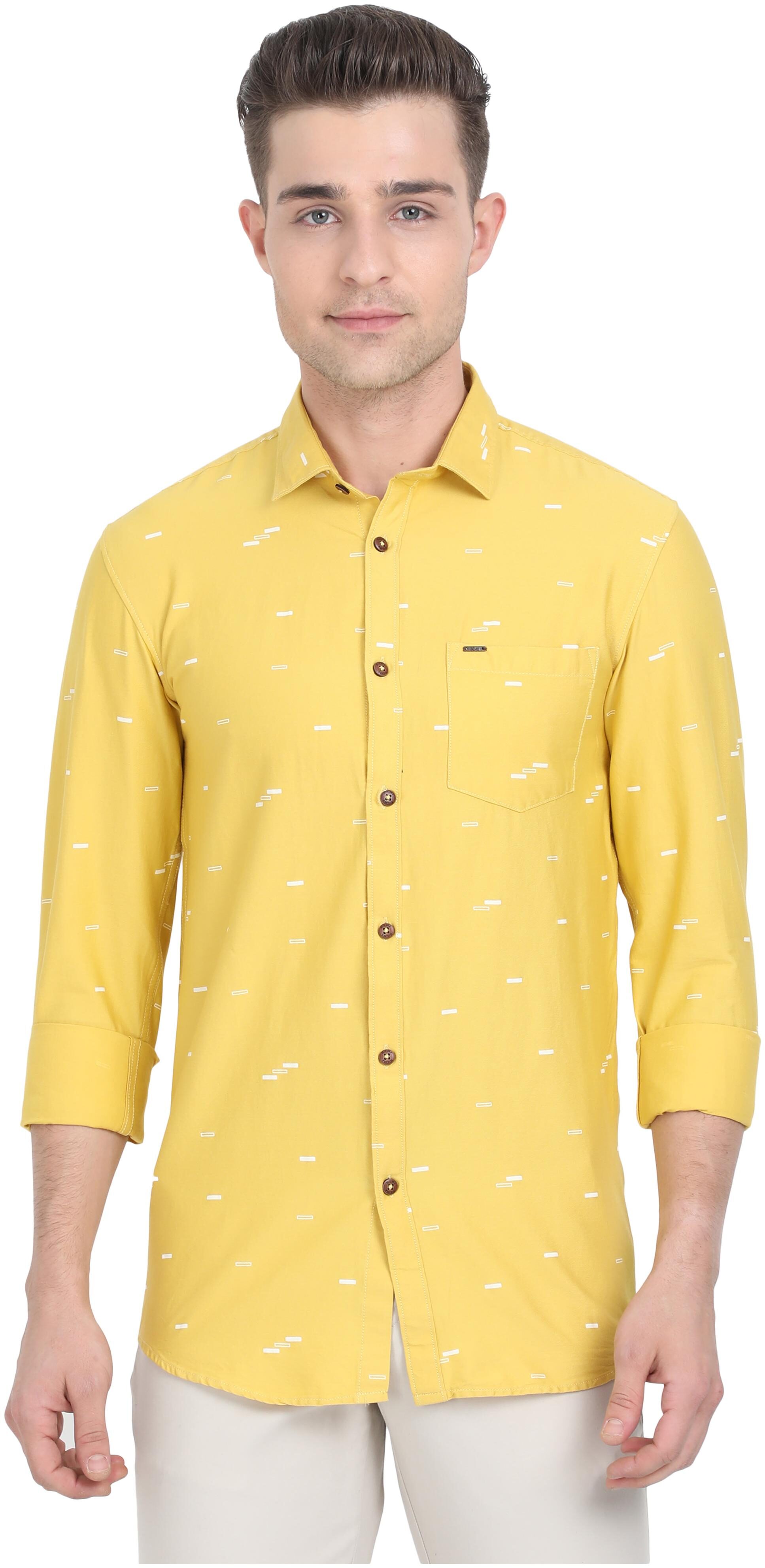 

K-LARA Men Yellow Printed Slim Fit Casual Shirt