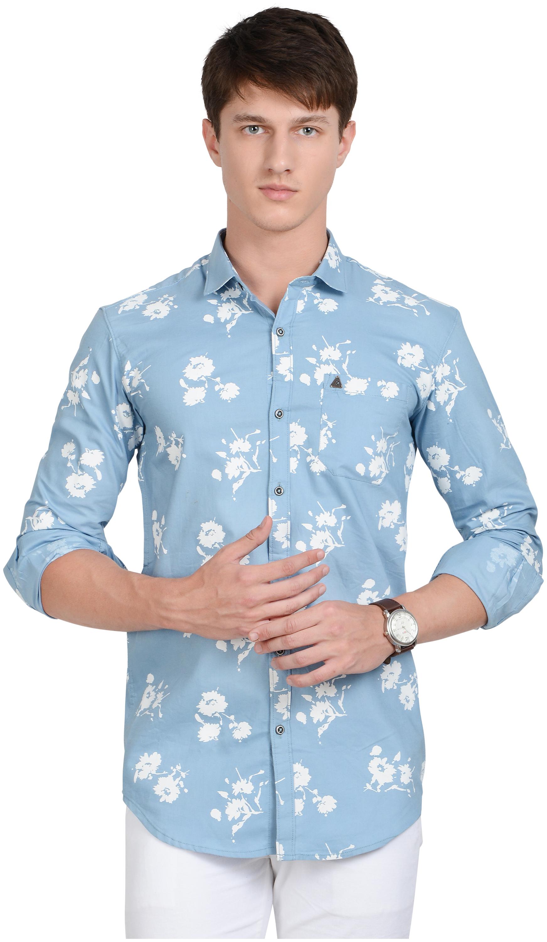 

K-LARA Men Blue Floral Slim Fit Casual Shirt