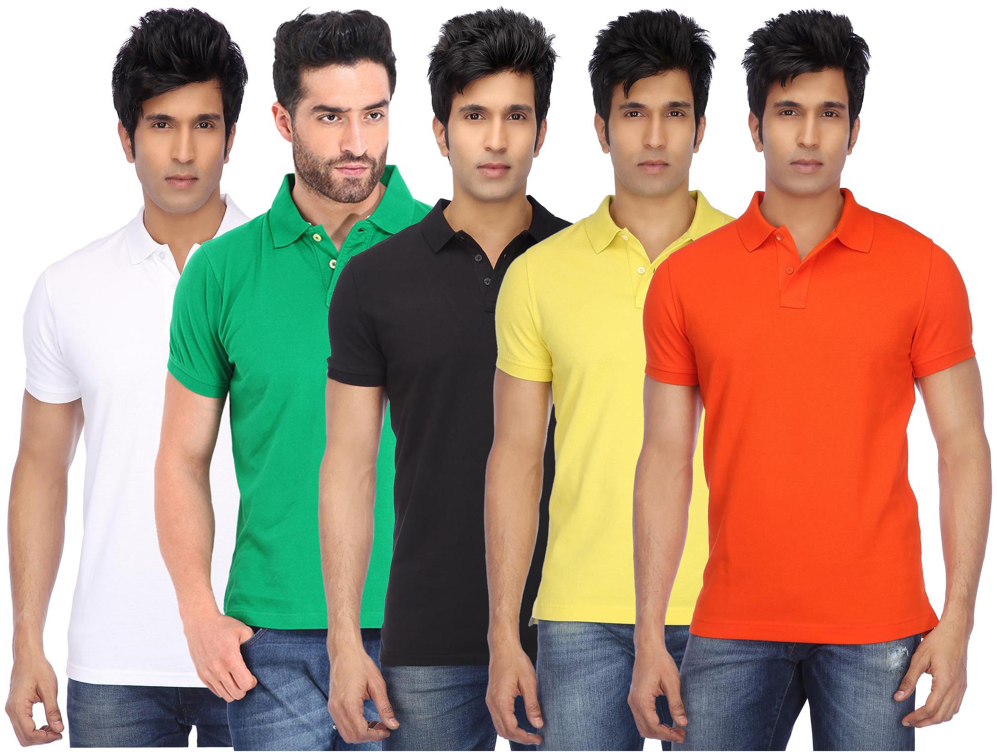 

KETEX Men Multi Slim fit Cotton Blend Polo collar T-Shirt - Pack Of 5