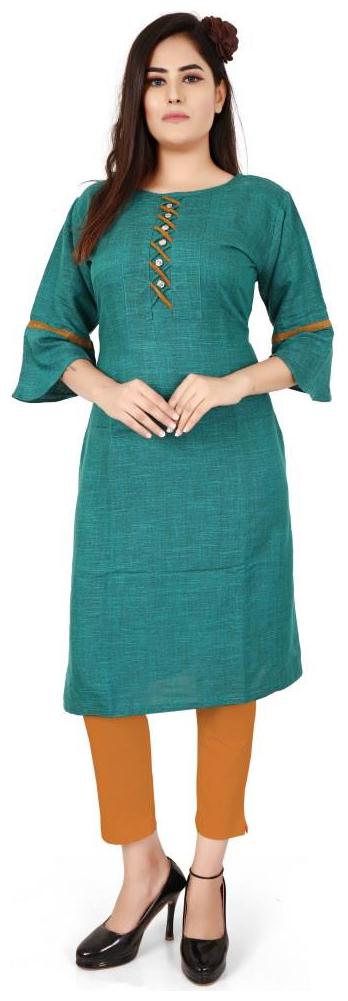 

KACHNAR Viscose Rayon Turquoise Solid Kurta For women