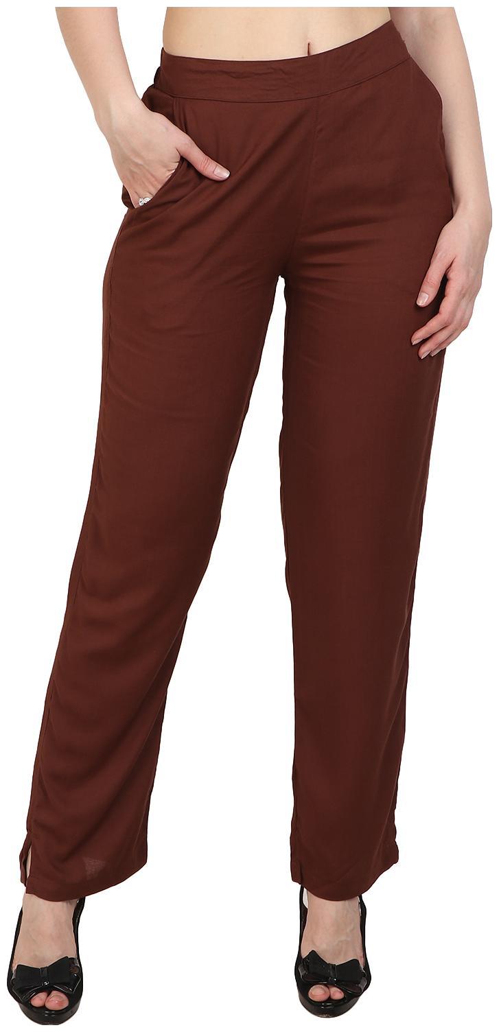 

KALAKAARI Brown Solid Straight Palazzo
