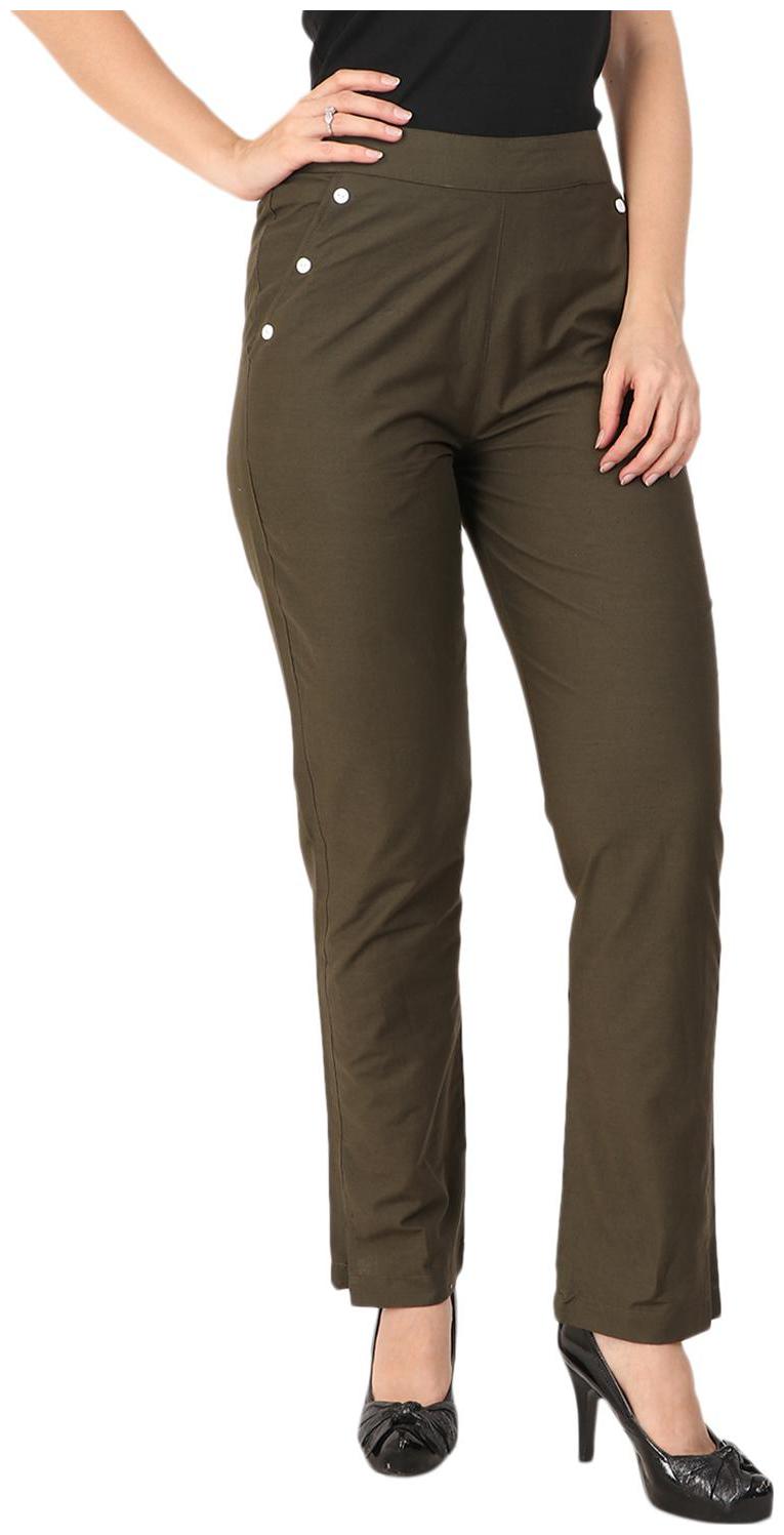 

KALAKAARI Green Solid Straight Palazzo