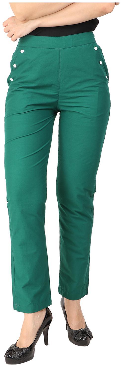 

KALAKAARI Green Solid Straight Palazzo