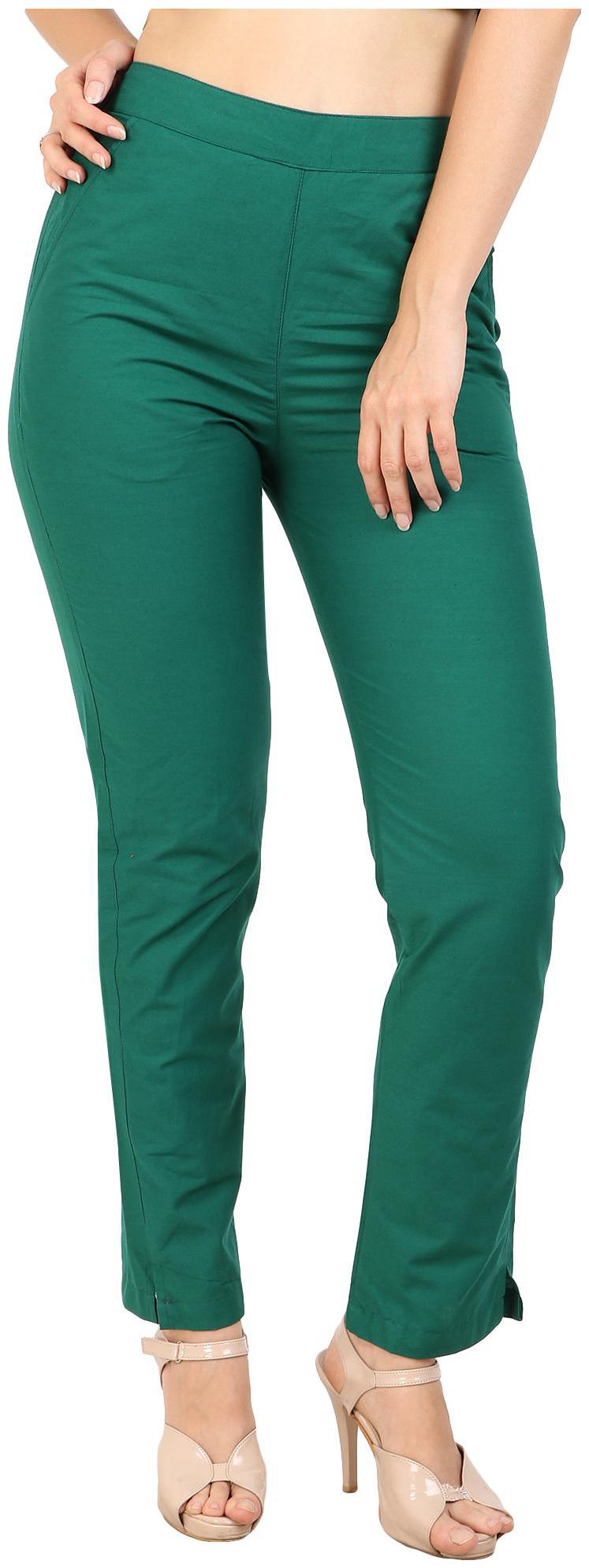 

KALAKAARI Green Solid Straight Palazzo
