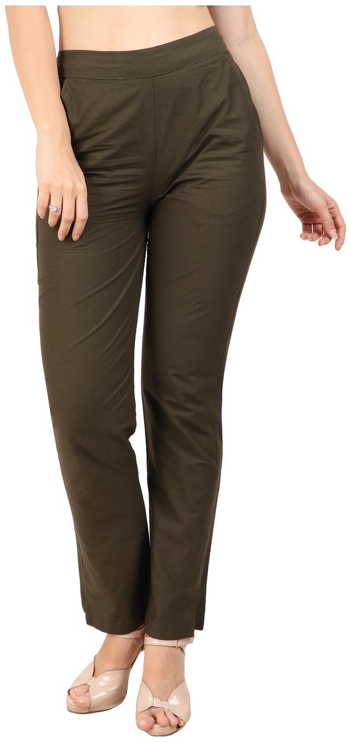 

KALAKAARI Green Solid Straight Palazzo