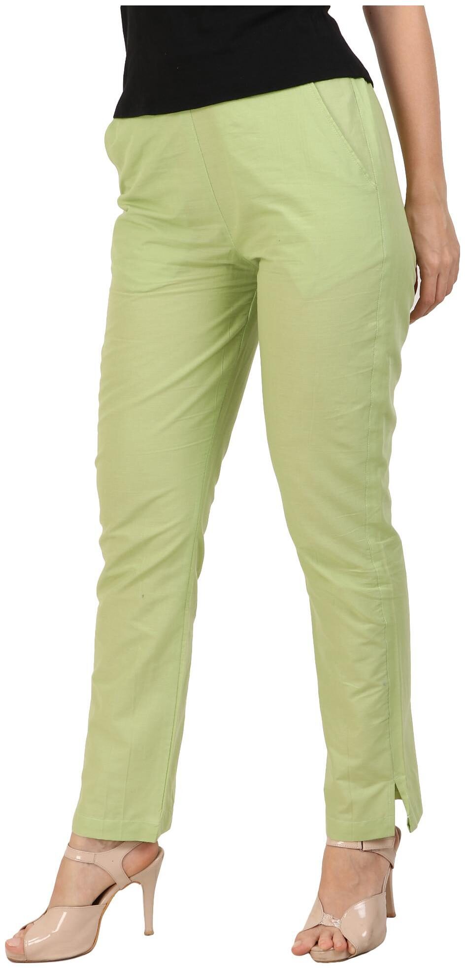 

KALAKAARI Green Solid Straight Palazzo